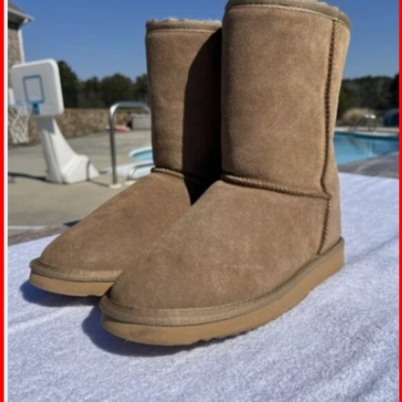 Ugg Mi Woolies Button Boots Women 9 Leather Wool Fleece Walnut New Zealand - Picture 1 of 9